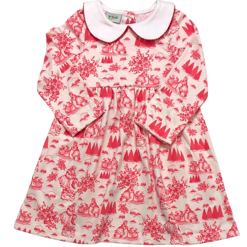 Magnolia Steel Vintage Style Print Christmas Santa Toile Play Dress size 5